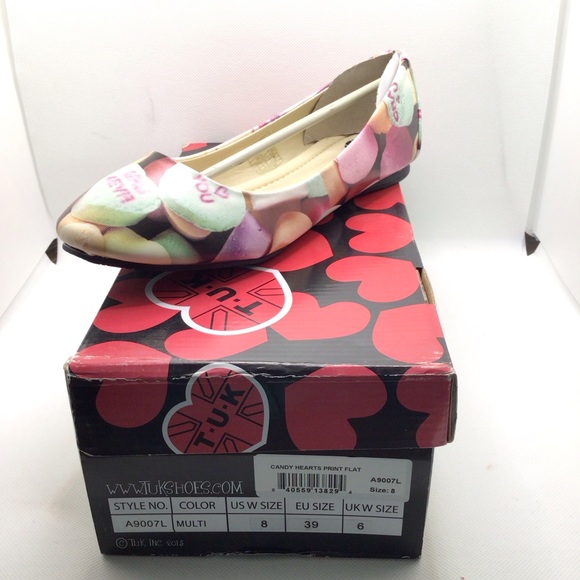 TUK Footwear Womens Colorful Candy Heart Ballet Flats Size 7 or 8 - Picture 5 of 7